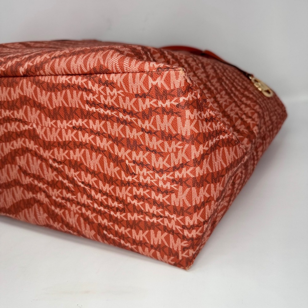 Michael Kors "The Michael" XLarge Animal Print Logo Tote Bag Dark Orange Zebra - Picture 5 of 10